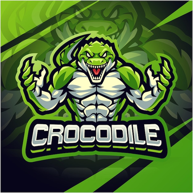 Crocodile fighter esport mascot logo design