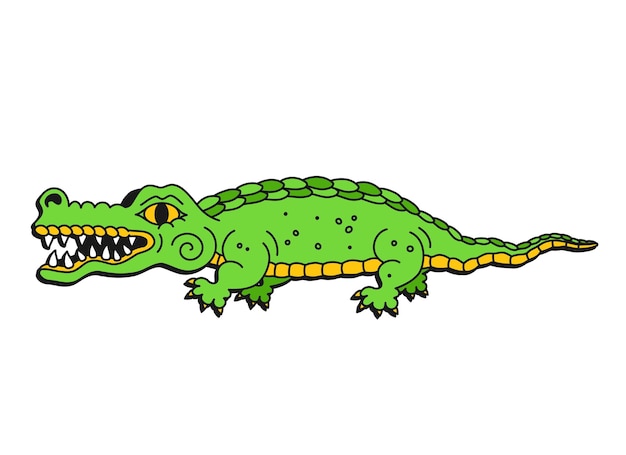 Crocodile line illustrationVector cartoon graphic illustration wallpaper background designCrocodilealligator print for tshirtlogoposter