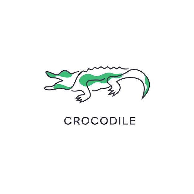 Crocodile logo design template outline line art concept