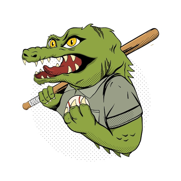 Crocodile mascot baseball isolated white background