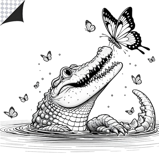 Vector crocodile outline image for kids coloring book fun printable coloring pages