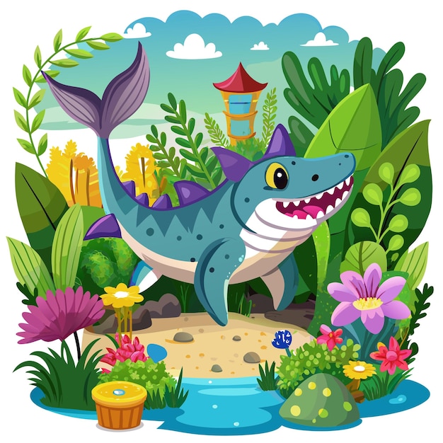 Crocodile Shark oppressive stay garden vector