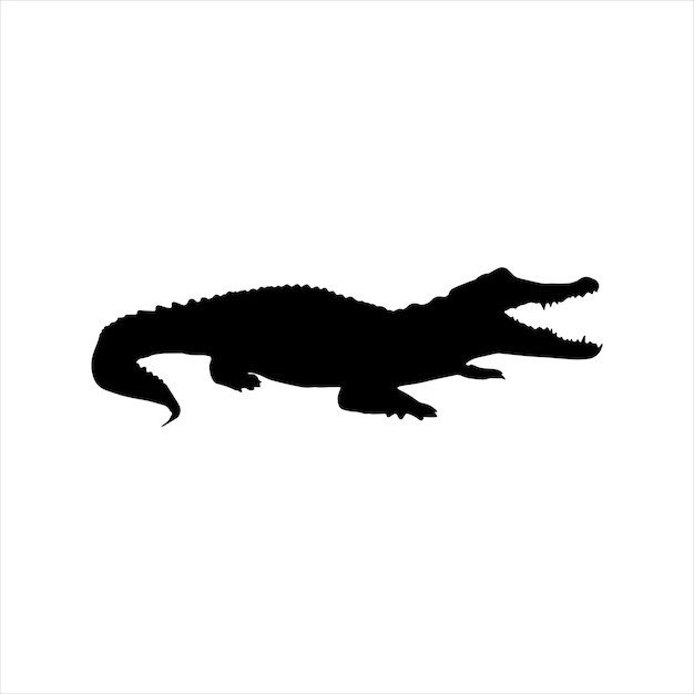 Vector crocodile silhouette set collection isolated black on white background vector illustration