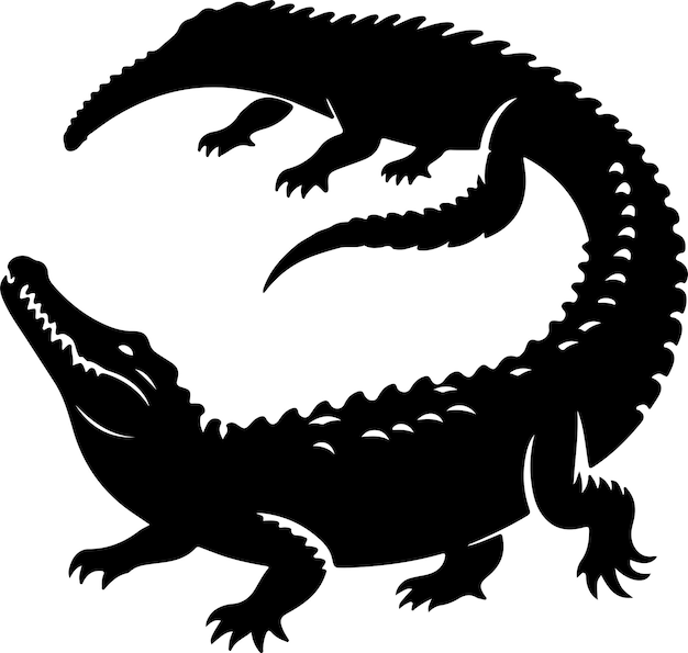 Crocodile silhouette vector black color silhouette solid white background