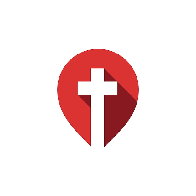 Cross Church Pin Point Icon Symbol Logo Template