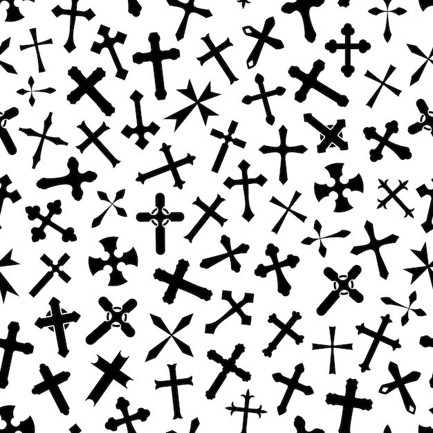 Cross crucifix seamless vector pattern background