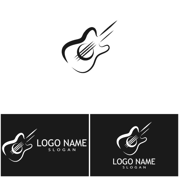 Cross Guitar Music Band Emblem logo design