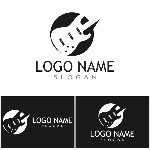 Cross Guitar Music Band Emblem logo design