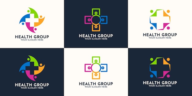 Cross health combine with community logo concept