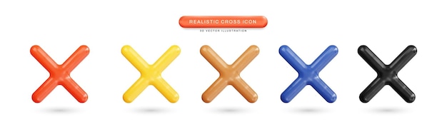 Cross icon realistic 3d vector illustration