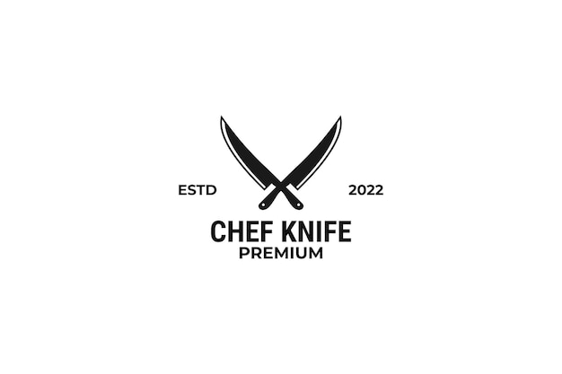 Cross kitchen knives and chef knife logo vector illustration design