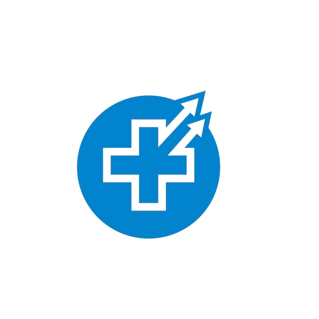 Cross medical arrow icon logo vector illustration design