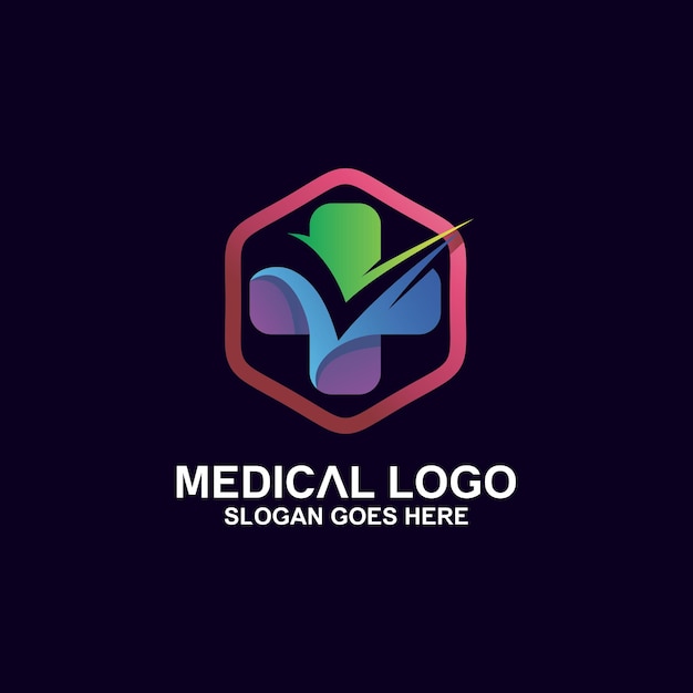 Cross medical with check icon logo