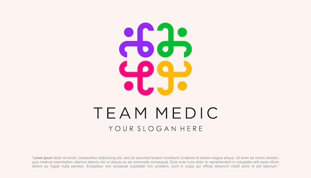 Cross Medical with People combination Logo Design Vector