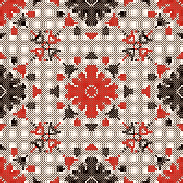 Cross stitch Ukrainian folk seamless vector pattern