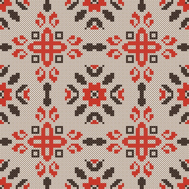 Cross stitch Ukrainian folk seamless vector pattern