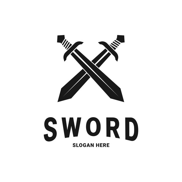 Cross sword icon vector logo concept design idea