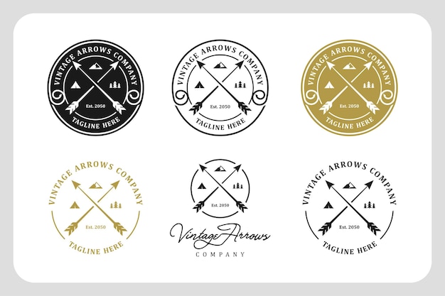 Crossed Arrows Vintage Retro Rustic Hipster Stamp logo design