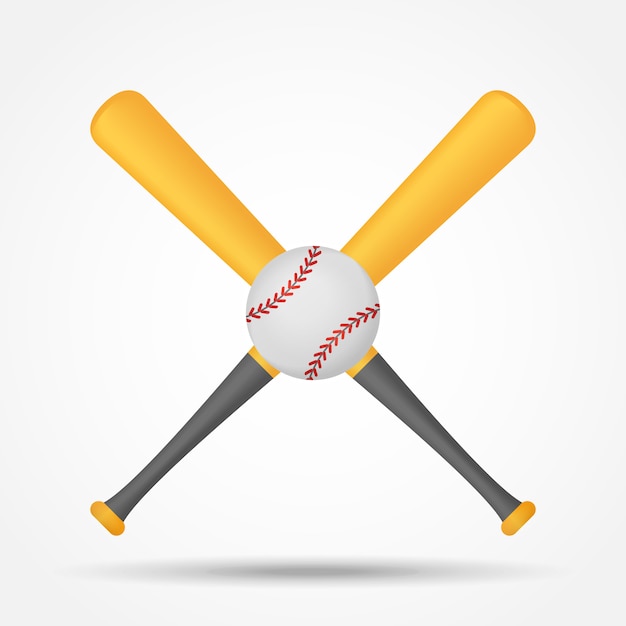 Crossed baseball bats and ball isolated illustration.