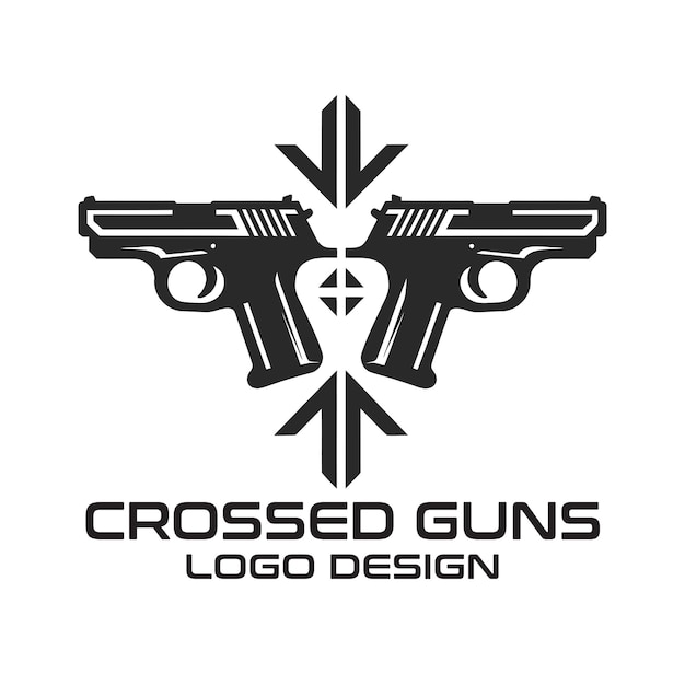 Crossed Guns Vector Logo Design