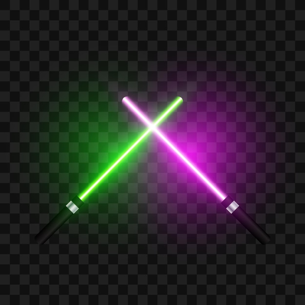 Vector crossed light swords on transparent background vector illustration