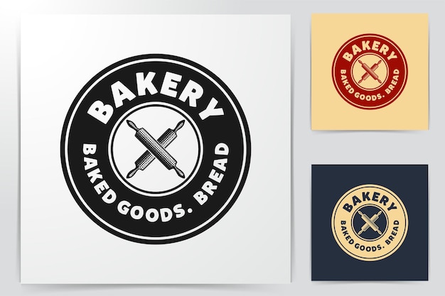 Crossed rolling pin, Vintage Bakery Logo Designs Inspiration, Vector Illustration