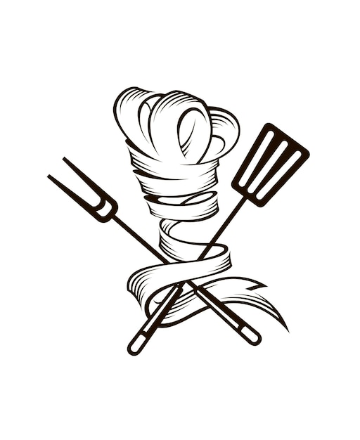 crossed spatula fork and chef hat