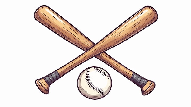 Crossed Wooden Baseball Bats and Ball Vector Icon