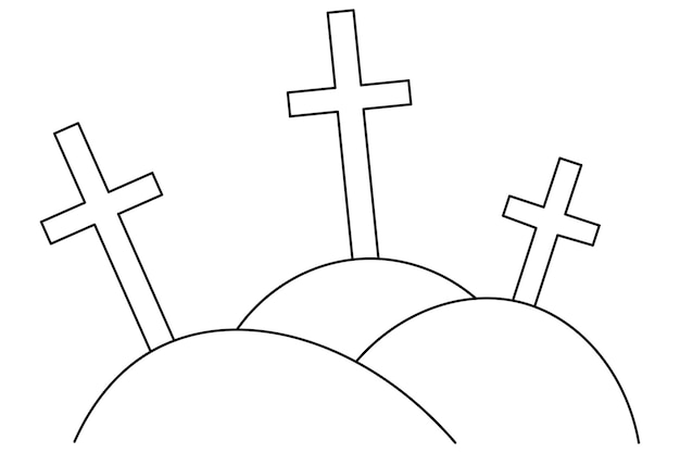 Crosses Memorial to memory Gloomy sketch Halloween symbol Grave in the cemetery Religious symbol