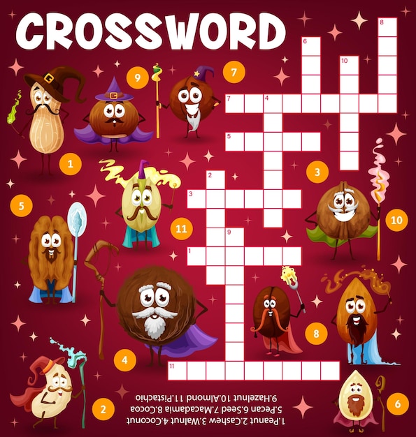 Crossword education quiz worksheet cartoon nuts