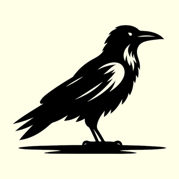 Vector crow bird silhouette vector design in black editable with transparent background