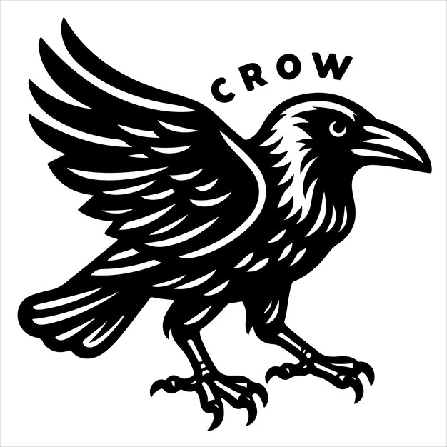 Vector crow black outline illustration