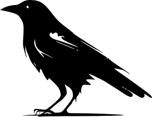 Crow Black and White Isolated Icon Vector illustration