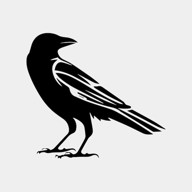 Crow sitting vector silhouette isolated