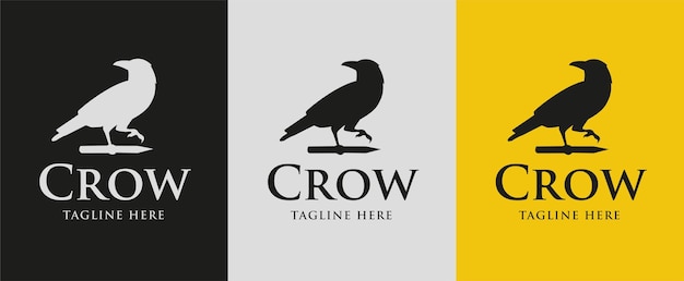 crow with pencil vector logo design