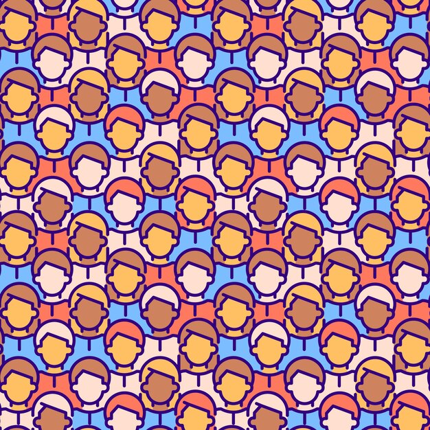 Vector crowd abstract seamless pattern