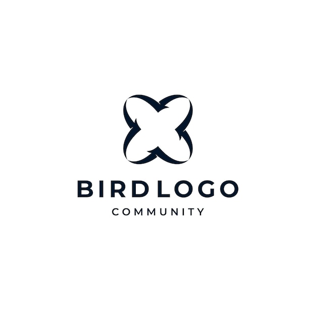 Crowd Bird Animal Initial Letter X Logo Design Inspiration