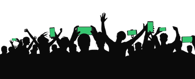 Crowd at concert with phone people taking photographs during a music concert