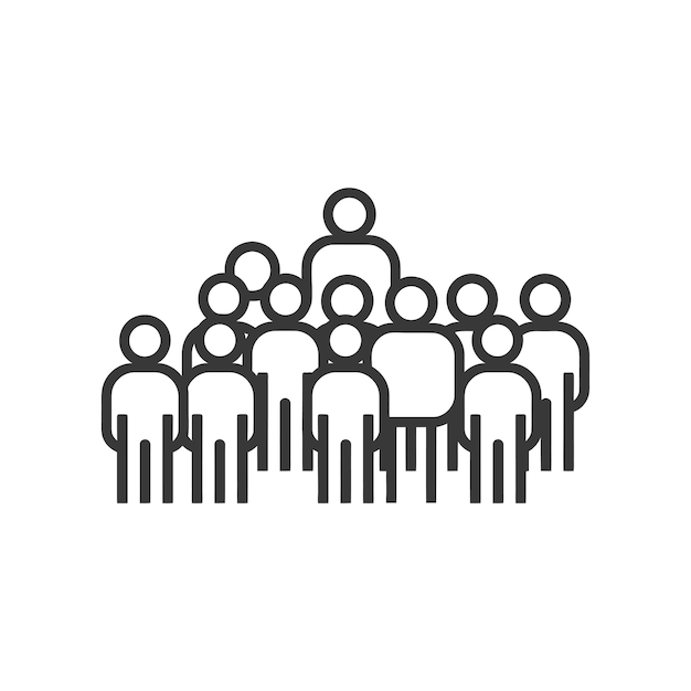 crowd minimalist line art icon logo symbol icon black color only