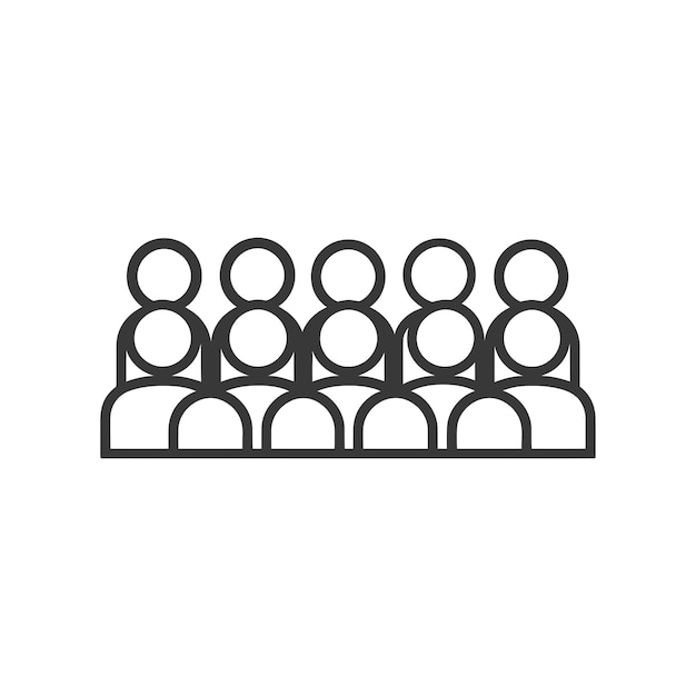 crowd minimalist line art icon logo symbol icon black color only