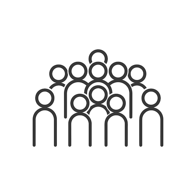 crowd minimalist line art icon logo symbol icon black color only