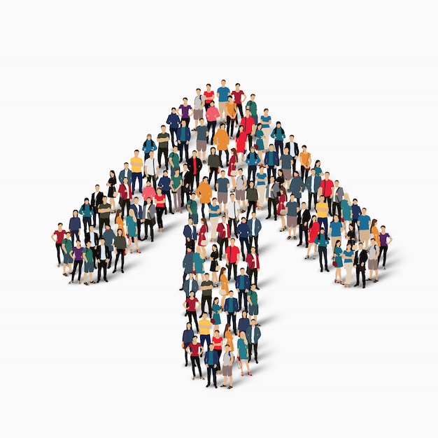 Vector crowd people  shape  arrow direction