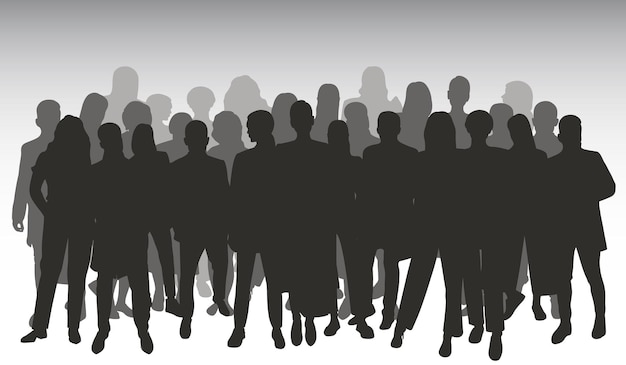 Crowd silhouette outline group of people Youth business group Isolated vector