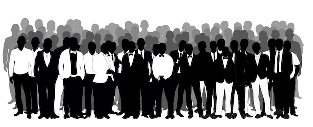 Crowd of silhouettes of men business vector