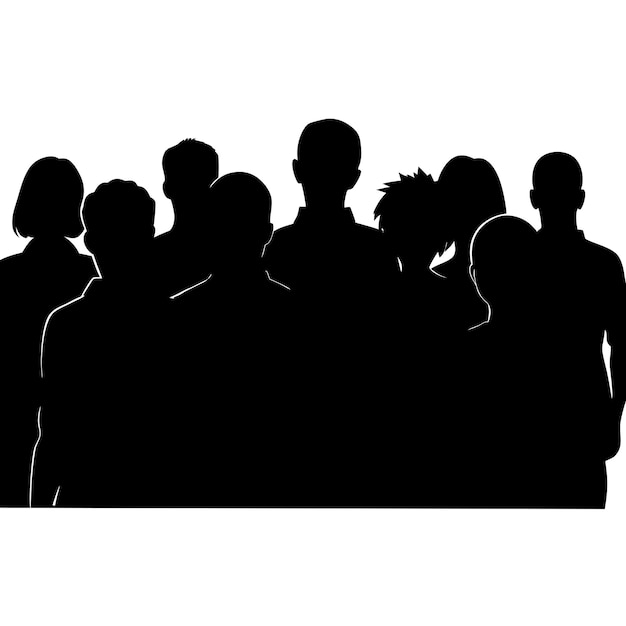 crowded people face vector silhouette 20