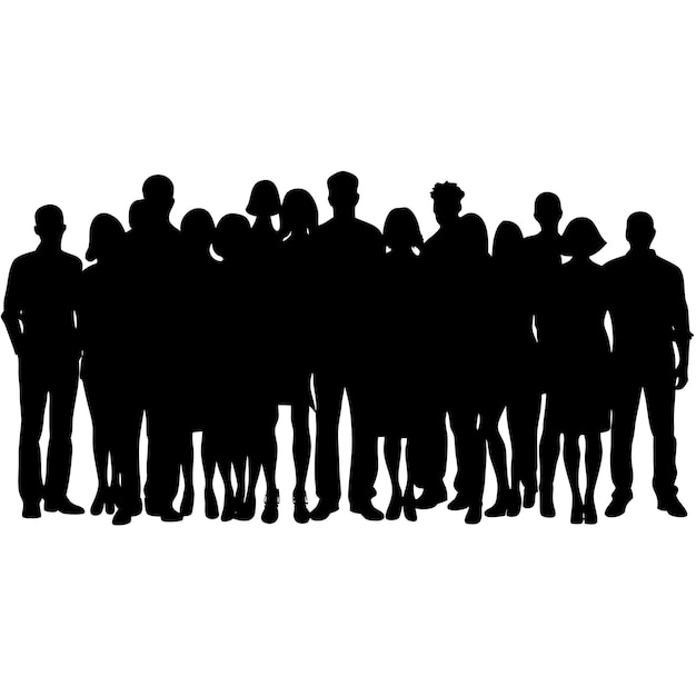 crowded people face vector silhouette 2