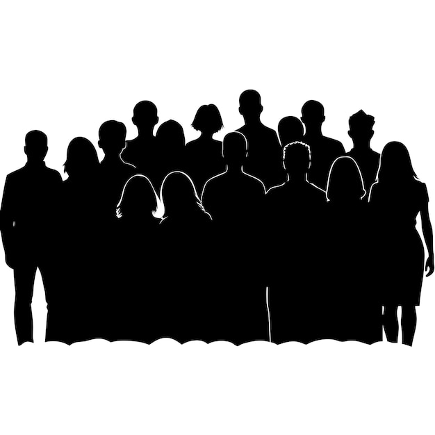 crowded people face vector silhouette 5