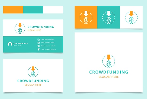 Crowdfunding logo design with editable slogan branding book