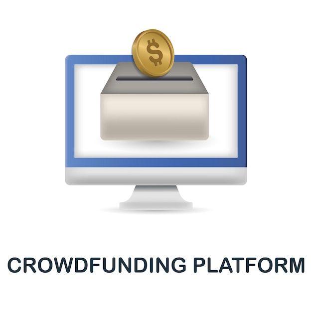 Crowdfunding Platform icon 3d illustration from fintech industry collection Creative Crowdfunding Platform 3d icon for web design templates infographics and more