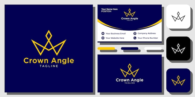 Crown Angle outline luxury modern elegance geometric simple with business card template